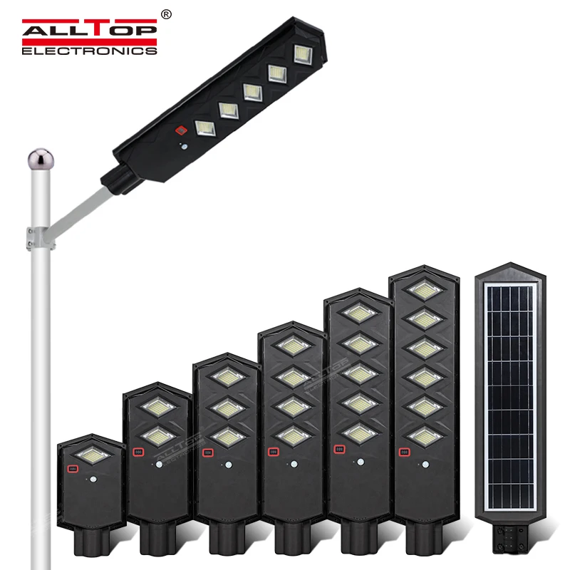 ALLTOP Black ABS Motion Sensor Remote Outdoor 50w 100w 150w 200w 250w 300w All In One Solar LED Street Light