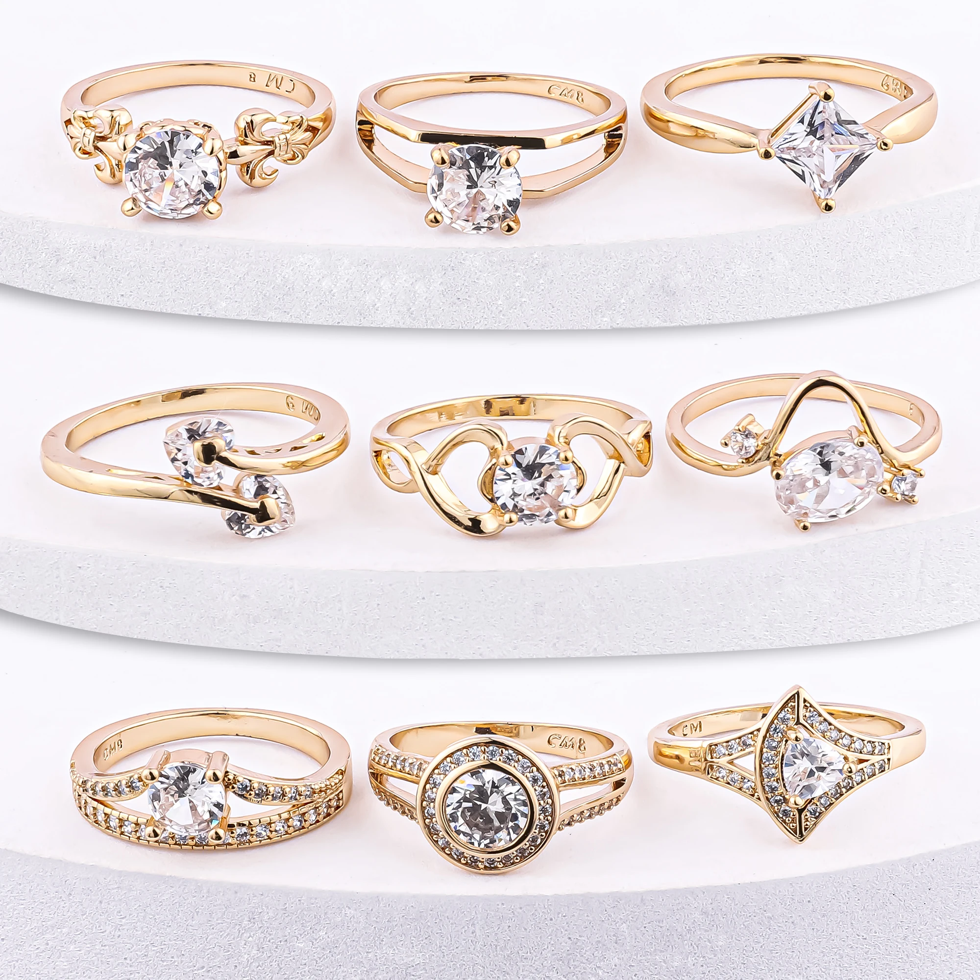 custom wedding jewelry wholesale cubic zirconia engagement wedding ring 18K gold plated ring wedding ring for women party gift