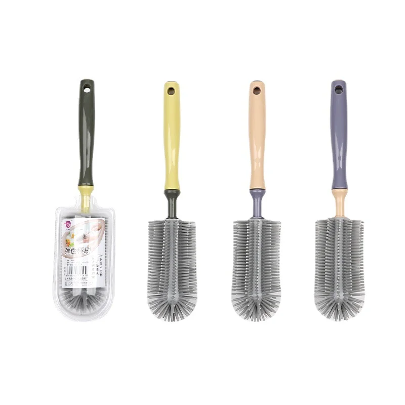 Long Steel Handled Water Silicone Cleansing Brush Baby Bottle Cleaning Brush Water Bottle Brush