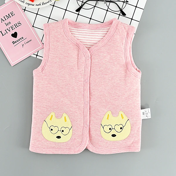 
Autumn winter 100%Cotton baby vest kids warm clothes Plain baby cardigan waistcoat 