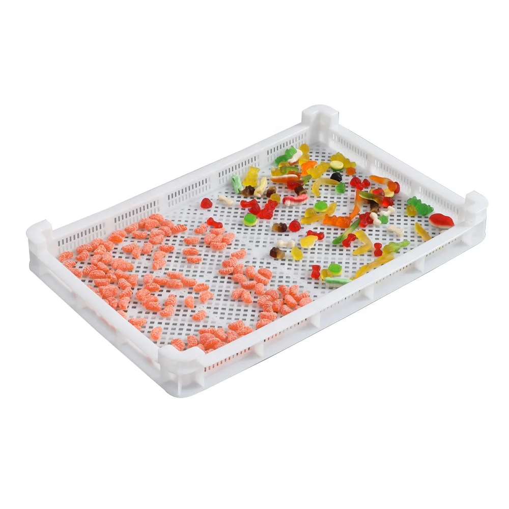 Food grade stackable Gummy candy / soap / Confectionery / softgel / capsule plastic drying Trays with Exclusive Slot Vents