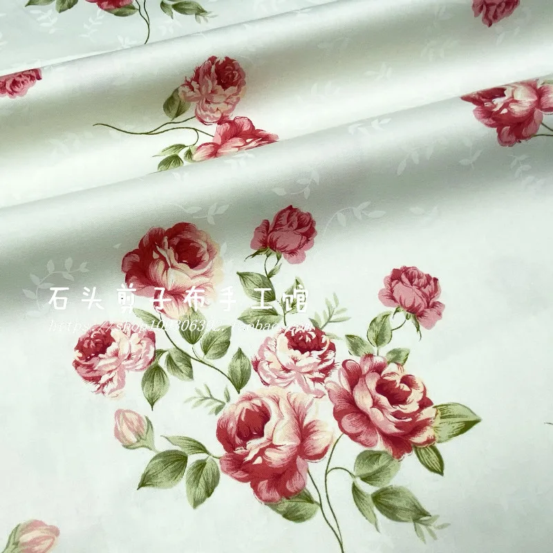 
Rose Fragrance Twill Cotton Printed Sewing Fabric Making Bedding Handmade Finish Photo Props Cloth 