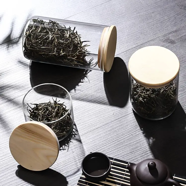 Storage Tank Food Container Bamboo Covered High Borosilicate Food Sealed Glass Tank Kitchen Miscellaneous Grain Organizer