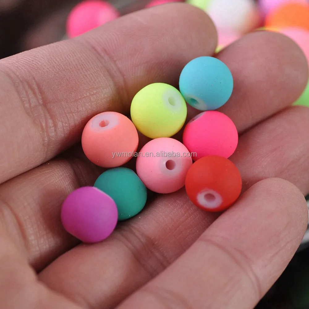 Round 4mm 6mm 8mm 10mm Matte Rubber-Like Opaque Glass Loose Spacer Crafts Beads Lot for Jewelry Bracelet Making DIY