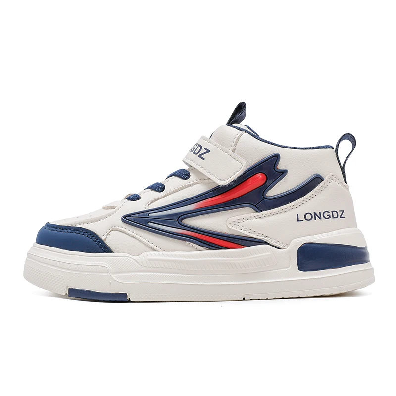 China Factory Direct Supply Boy Girl Teenage High Cut Leather Kids Casual Shoes Classic Design All Seasons Fashion Kids Sneaker