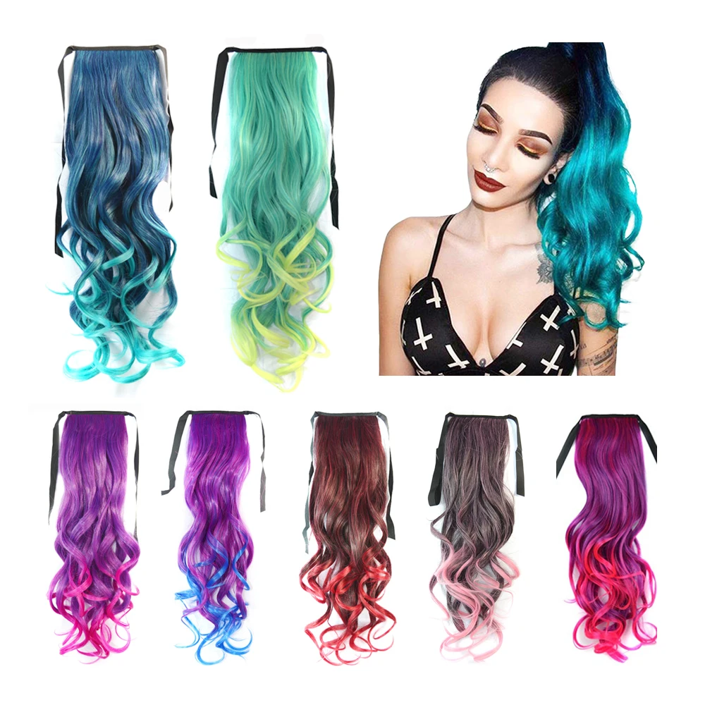 Shinein 26 inch Yaki Straight Sparking Glitter Ombre Braiding Hair 9 Strands Colored Tinsel Ponytail Extension