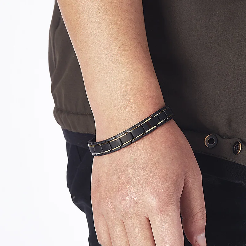 New Hot Sale 12MM Four-in-one Magnet Anti-Fatigue Quantum Energy Titanium Steel Bracelet for Magnetic Therapy