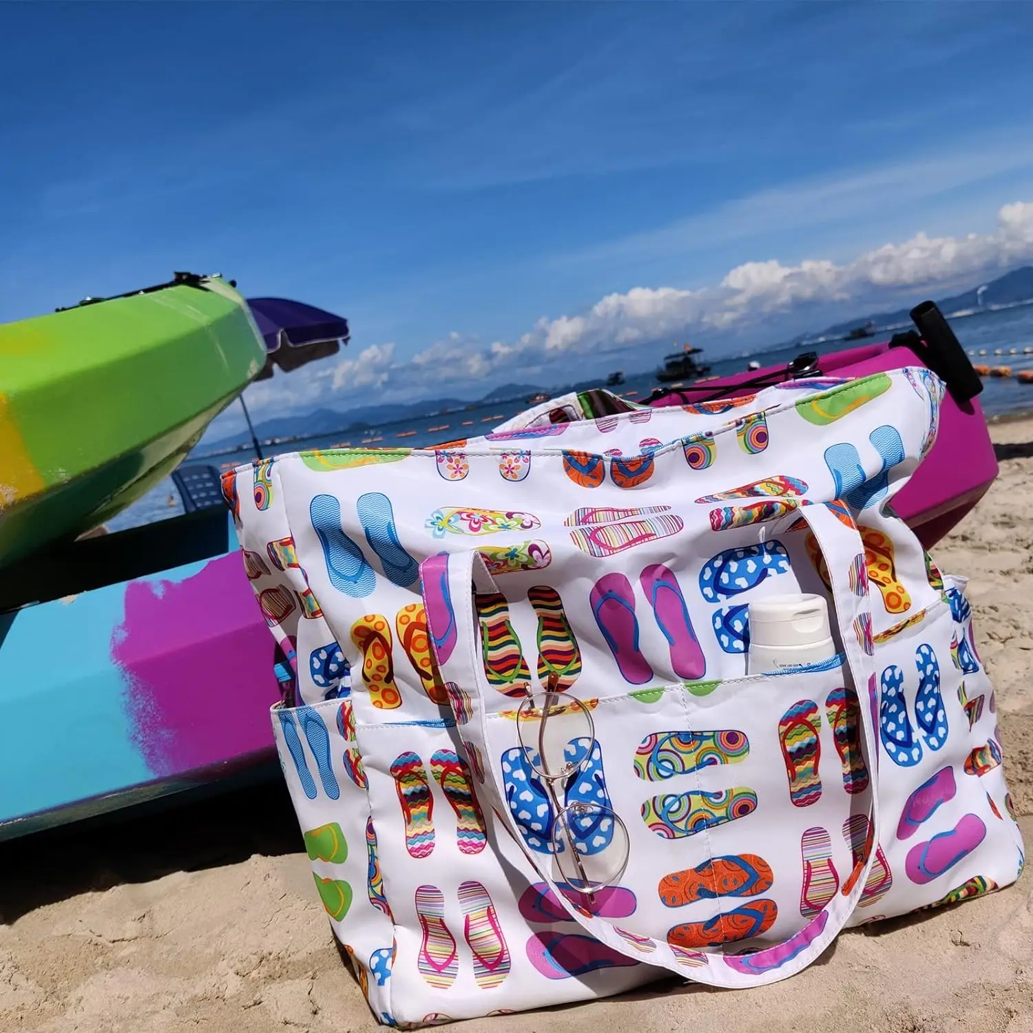 Waterproof Beach Tote Pool Bags for Women Extra Large Gym Tote Carry Bag With Wet Compartment for Weekend Travel