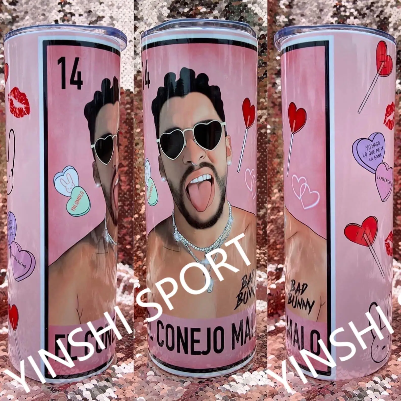 Bad Bunny 20oz Sublimation Straight Stainless Steel Custom Printed Un Verano Sin Ti Bad Bunny Tumbler Cups With Straw