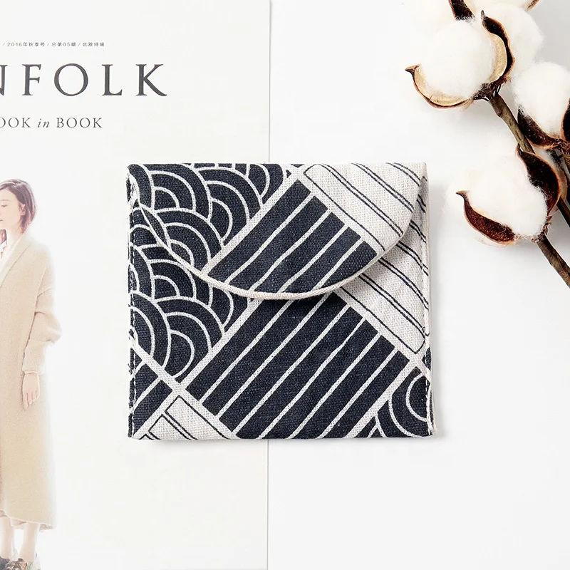 
Hot sale cotton outdoor convenient cute washable canvas sanitary pads napkin package storage bag 