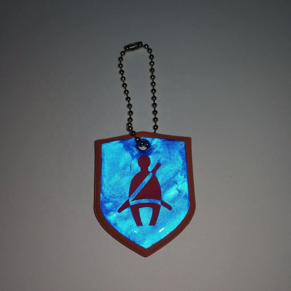 China manufacturer reflector pendant key holder, Reflective Keychain Pendant Soft PVC Safety Reflective Keyring With Light
