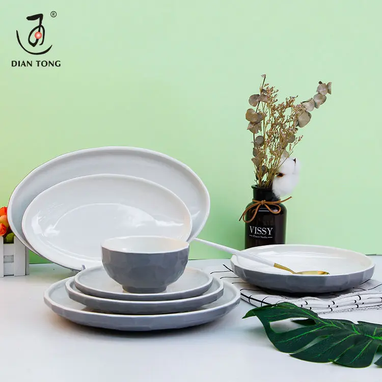 New style nordic hotel 7 pcs crockery dinnerware set porcelain tableware set restaurant ceramic dinnerware porcelain dinner set