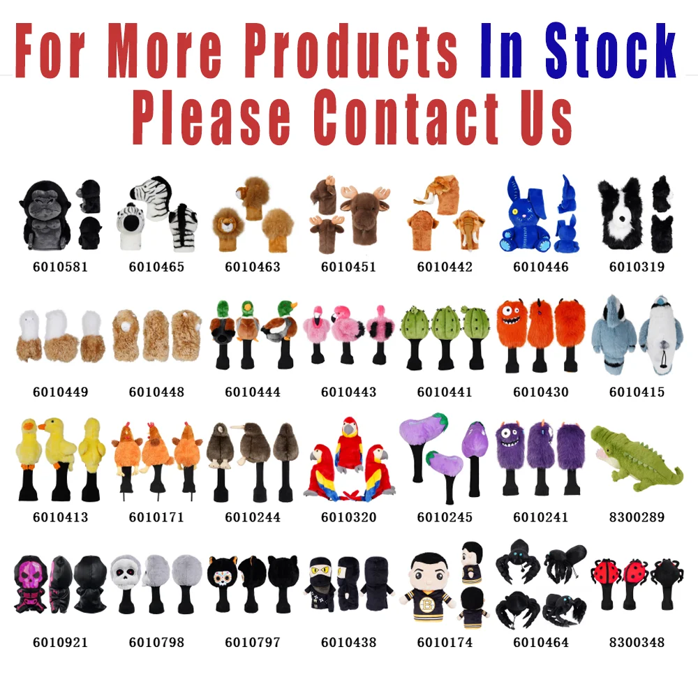 In Stock Wholesale Golf Accessories Club Animal Funny Plush Driver Bulk Golf Head Covers Plain Golf Headcover