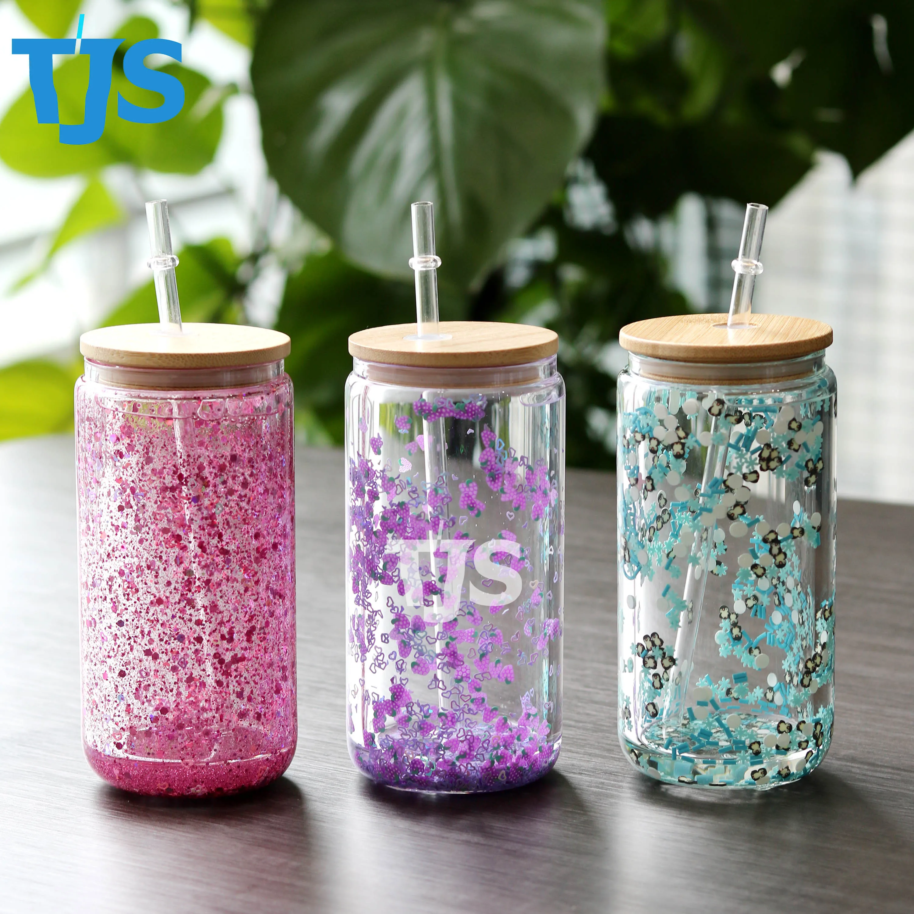 16oz sublimation snow globe tumbler glass can 20oz double wall pre drilled snow globe beer glasses