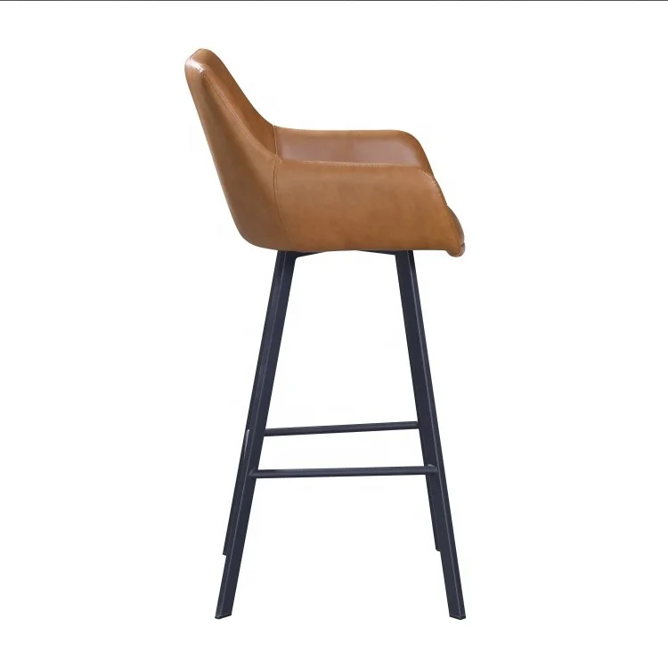Modern New Design PU Bar Stool With Strong Iron Metal Frame Dining Chair For Dining Room