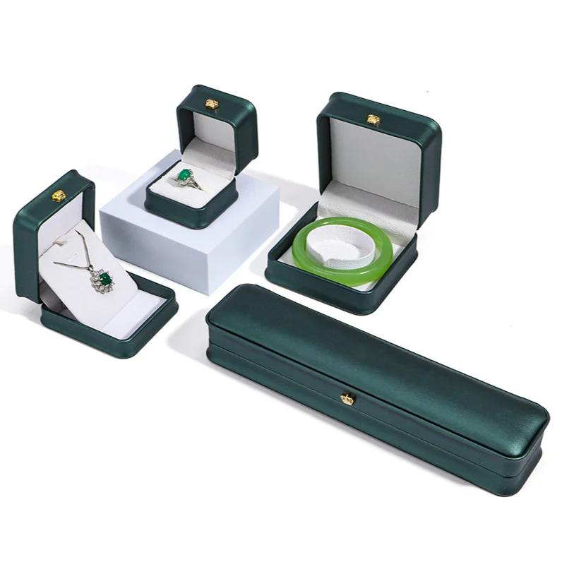 2022 FASHION dark green jewellery  box jewelry package can box PU Joyeria