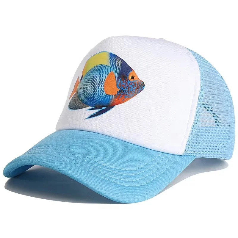 Custom Sublimation Print Foam And Mesh Adults Kids Trucker Cap Fishing 5 Panel Mesh Cap And Hat With Designer Embroidery Logo