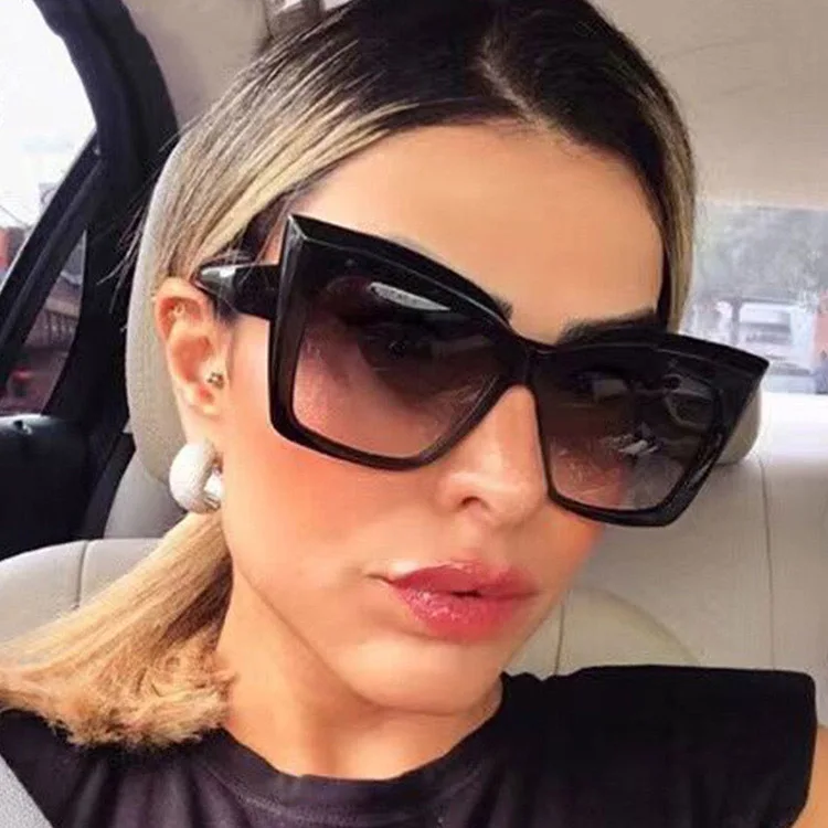 2023 new sunglasses trendy square sunglasses female fashion large frame cat eye sun glasses