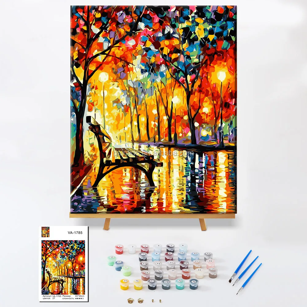 Paintido Home Decoration Rainy City Street Sweet Couple DIY Custom Painting by number with tool