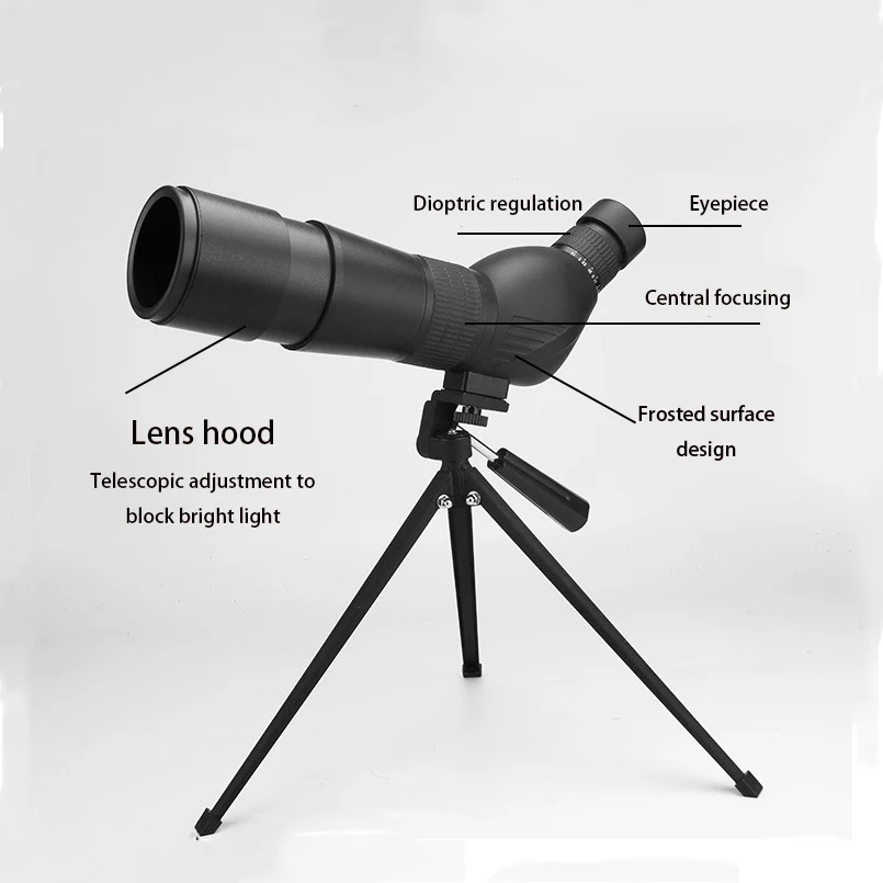 20-60X60 BAK4 Telescope Zoom Monocular Ill Night Vision Monocular Optical Instruments Monocular with Tripod for Bird-watching