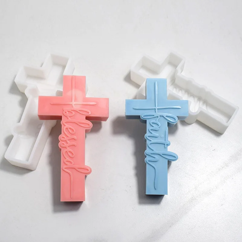 DIY Halloween Cross Scented Candle Ornament Baked Cake Cross Silicone Mold for Home Decor & Soap Gift Idea