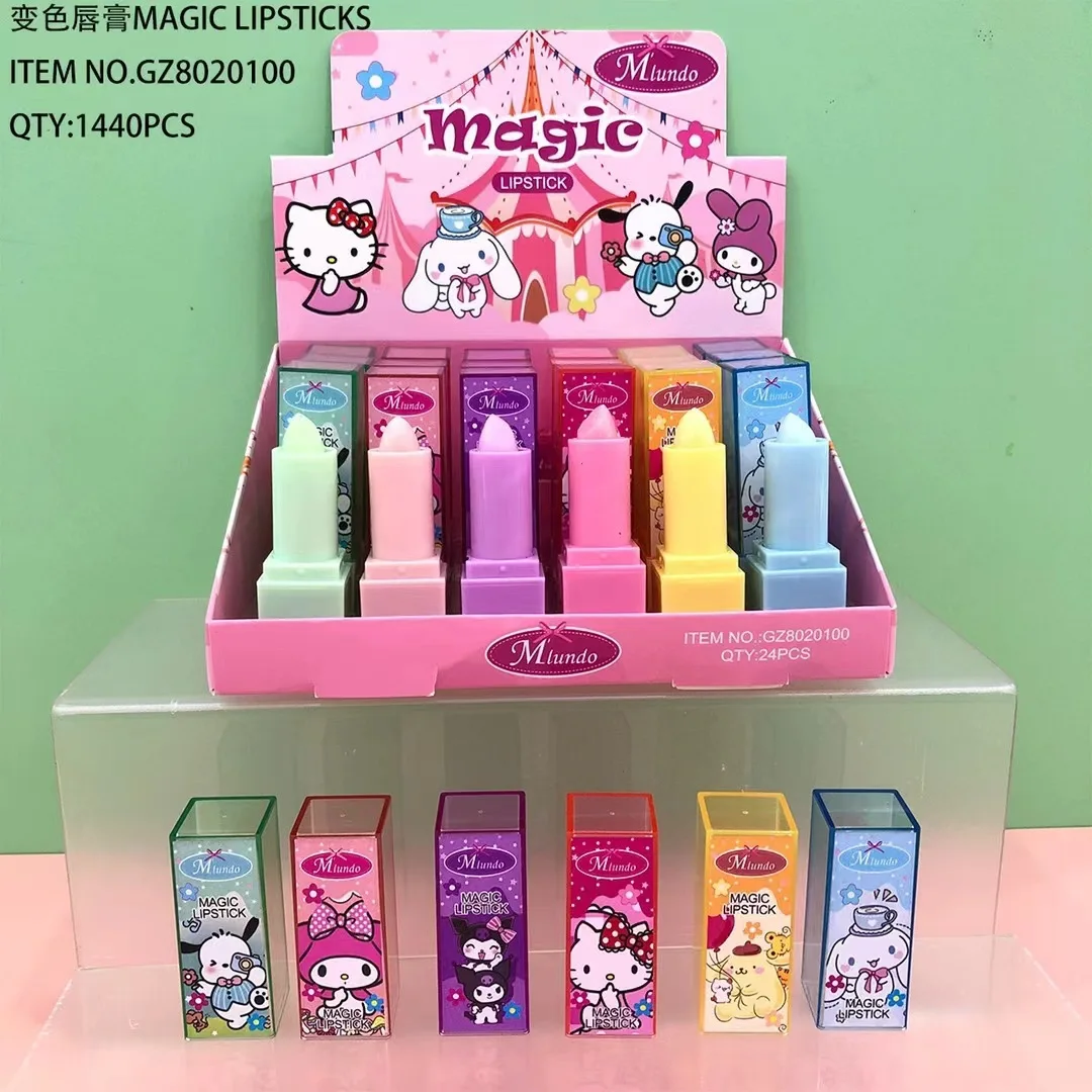 2024 New Cartoon Kuromi Japanese Helloed Kitty Sanrioes Glossy Kids moisturizing Lip Gloss Beauty Lip Oil Balm Stick for Girls