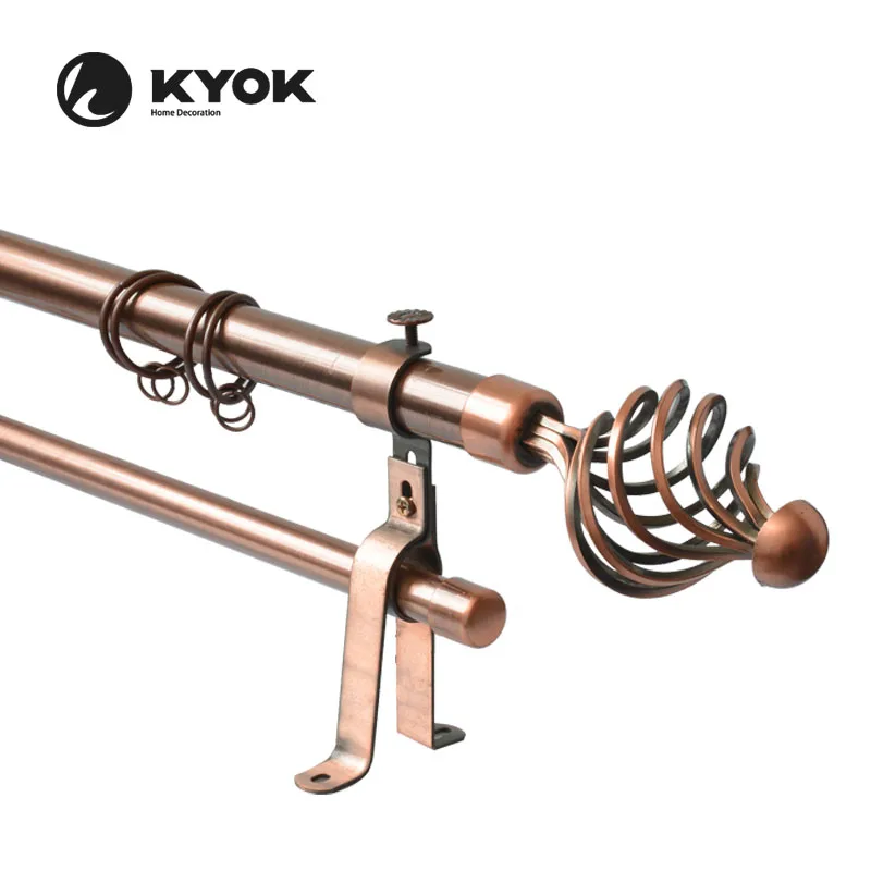 Простая конструкция поворотный занавеска жердь кронштейн окна двойной меди Аксессуары для штор