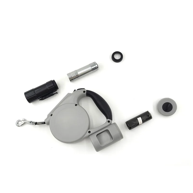 New Style Multi-function Retractable Dog Leash With Lithium Battery Light Biodegradable Poop Bag 5 m Pet Dog leash 42pcs/box