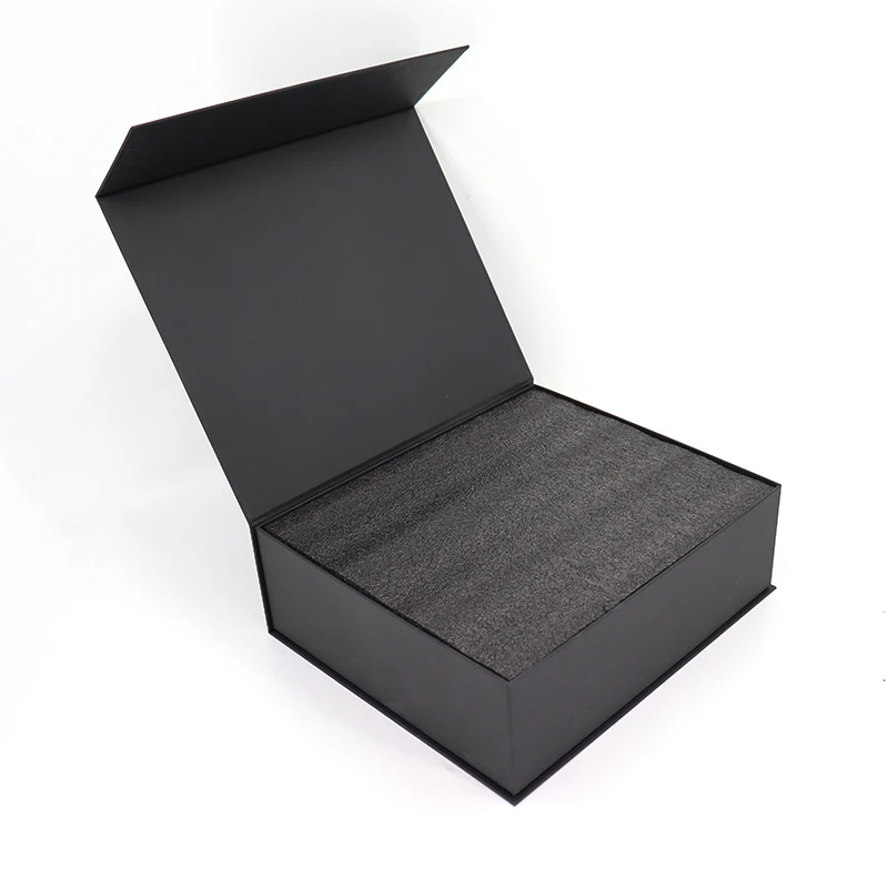 Luxury Black Book Shaped Rigid Cardboard Foldable Gift Box Custom Print Paper Clamshell Magnetic Gift Box With Insert