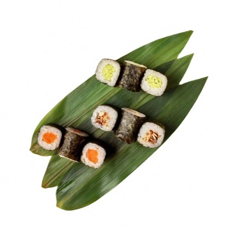 Organic Fresh Sushi Bamboo Leaves Food Decoration Barbecue Serving Tool Natural Leaf