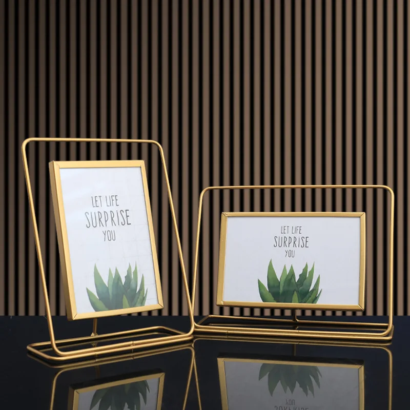 Creative Decoration Iron Art Geometric Glass Metal Photo Frame