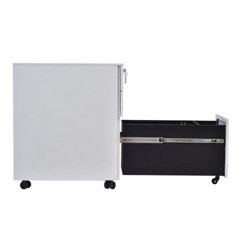 Steel Offical Furnitures Supplier 3 Drawer Metal Office Storage Units Mobile Pedestal Filing Cabinet White