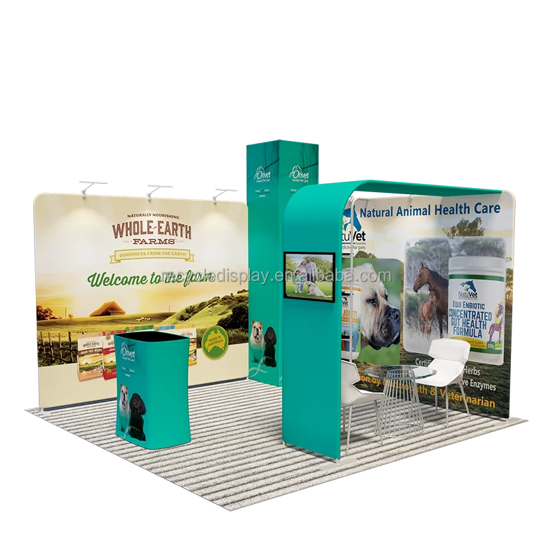 Modular Trade Show Fair Exhibition Booth Stall Fabrication Design backlit exhibition stand lighting 3X3 Standard Exhibition Stal