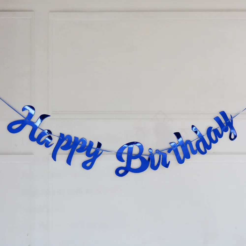 
Rose Gold Happy Birthday Dress Up Mirror Pull Flower Siamese Happy Birthday Letter Banner Pull Flag 