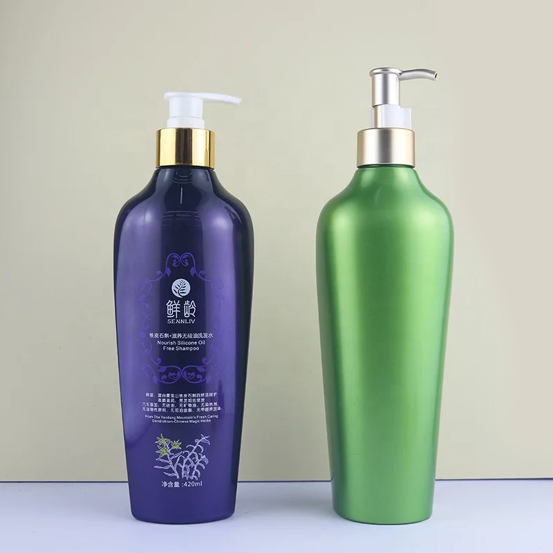 High Quality 500ml Matte Green Dark Purple Black Plastic PET Hair Body Wash Shampoo Bottles For Liquid