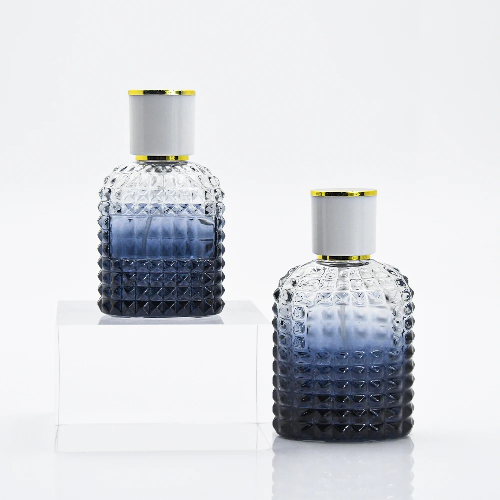 Luxury perfume bottle new vertical granulated glass 30ml 50ml sub packaging spray transparent glass empty bottle