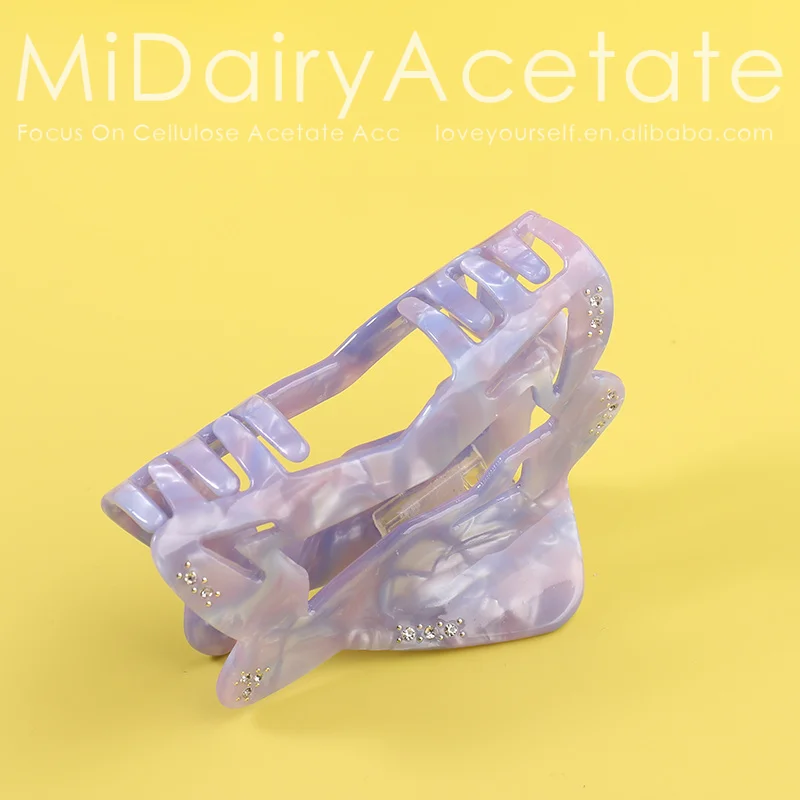 Midairy factory direct sell OEM ODM irregular hollow girly rhinestone hair claw clips for women ladies accessories 80x45mm 4236