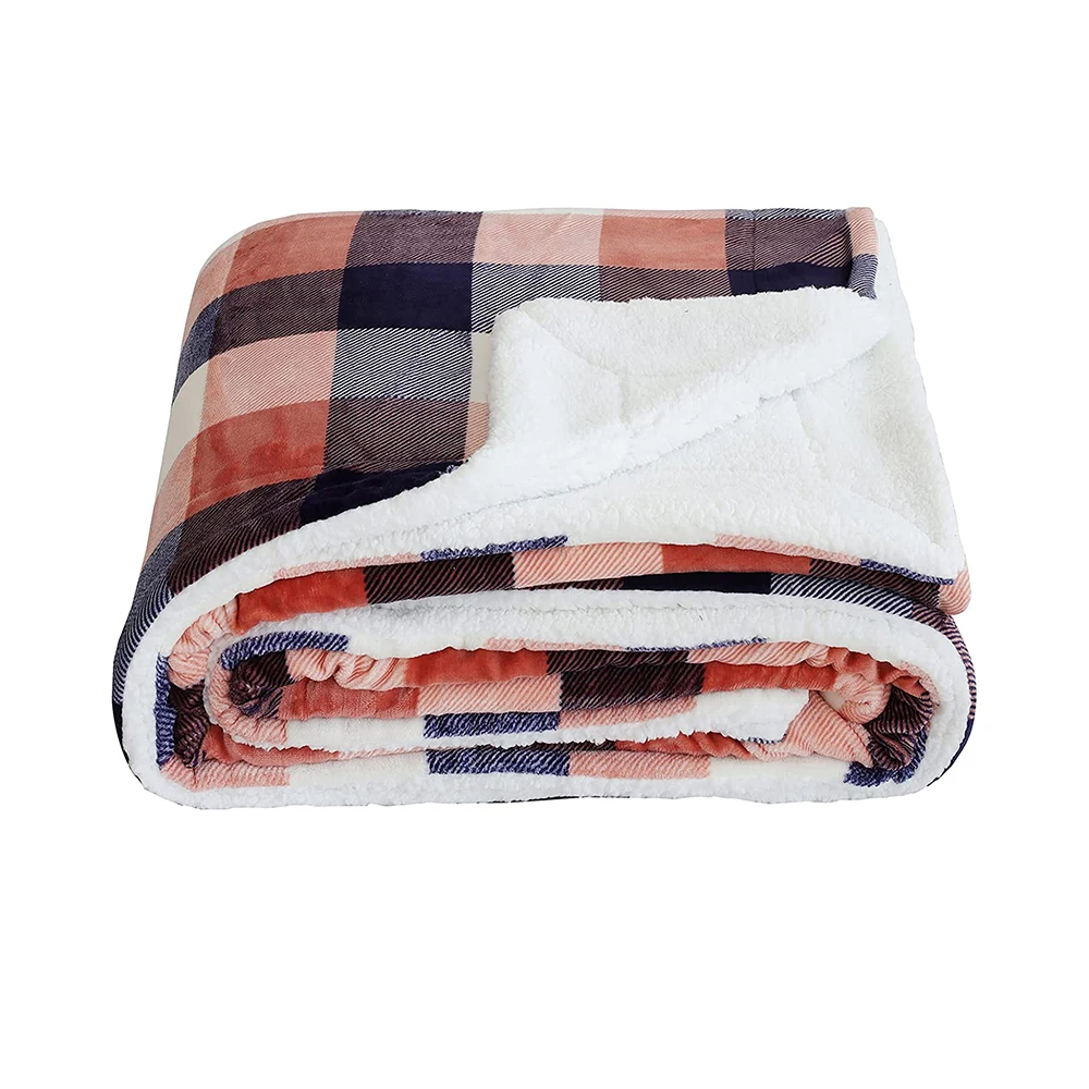 Sherpa Plaid Throw Blanket Fuzzy Fluffy Cozy Soft Blanket Fleece Flannel Plush Microfiber Blanket