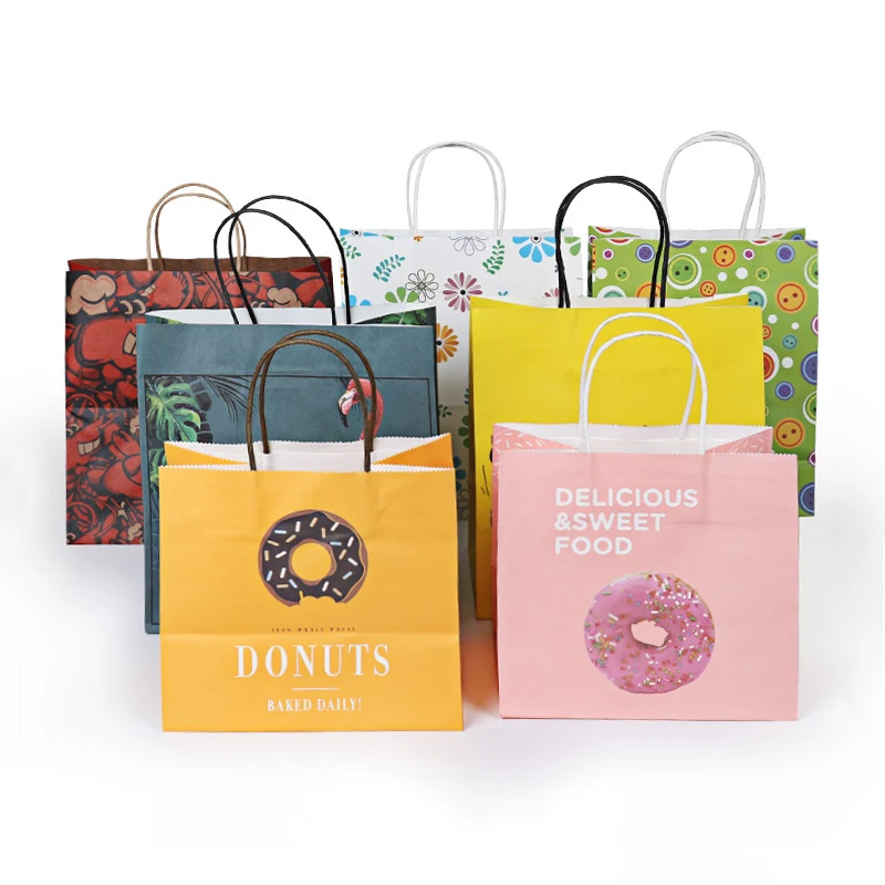 Custom Eco-friendly Personalized Paper Gift Shopping Bag Mini Tiny Kraft Craft Takeout Paper Bag