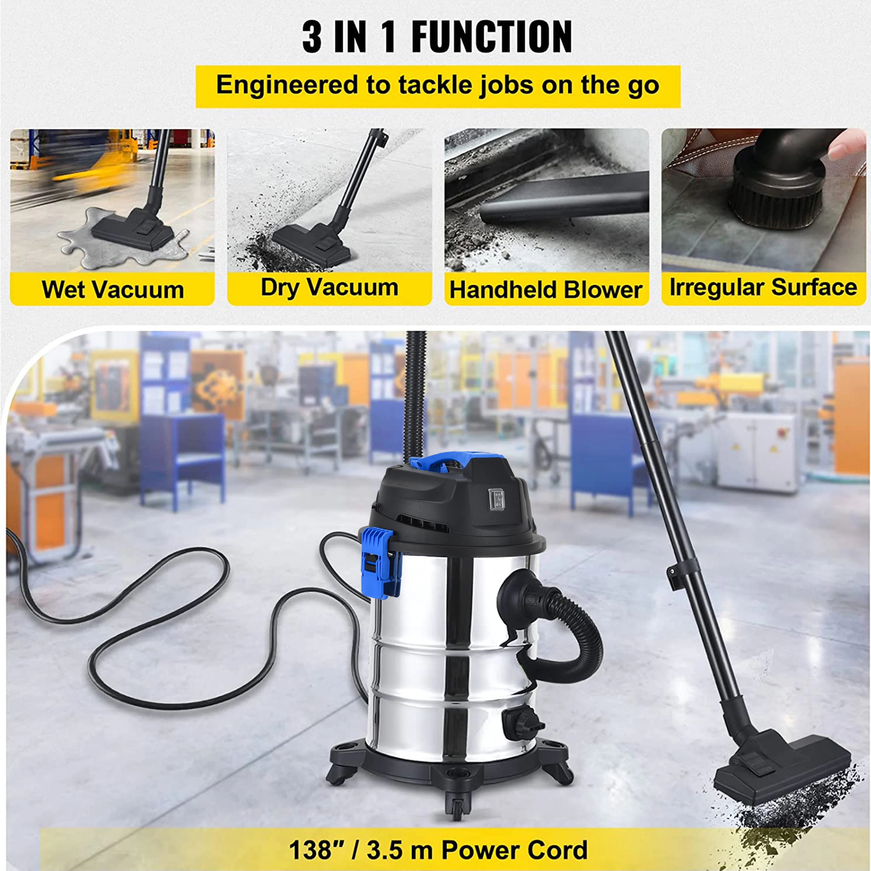 20L/30L 3 in 1 Aspirateur Vapeur Bagged Canister High Power Motor De Aspiradora Industrial Wet Dry Vacuum Cleaner