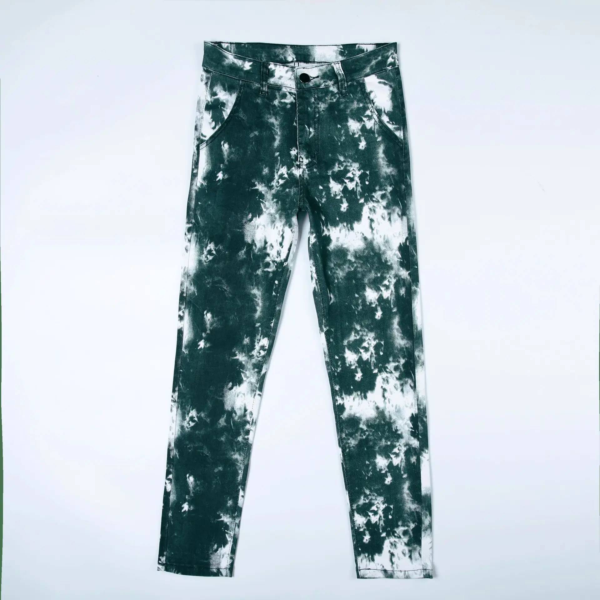 LW new arrivals spring denim fabric jeans for men washed streetstyle tie dye stylish jeans men