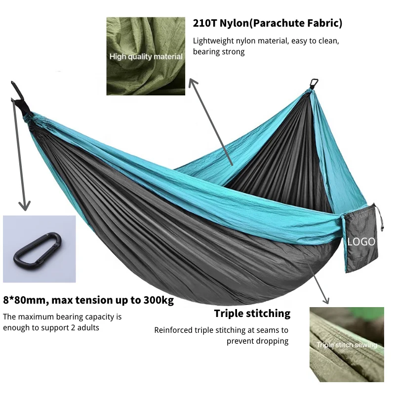 Hot Selling Lightweight Parachute Double Camping Hammock Nylon Swing For Outdoor Hiking Travel