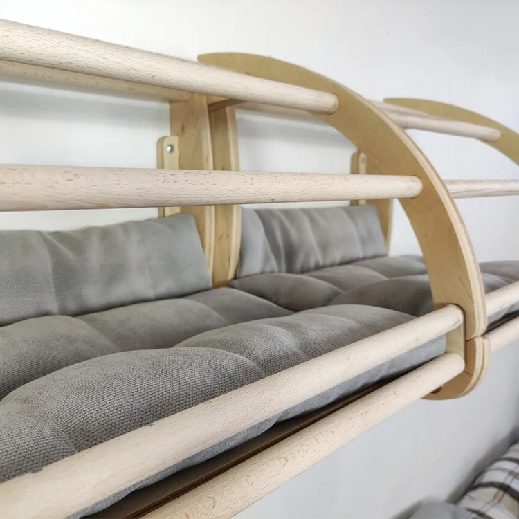 Wooden cat hammocks bed cat wall mounted climb shelves furniture for indoor cats