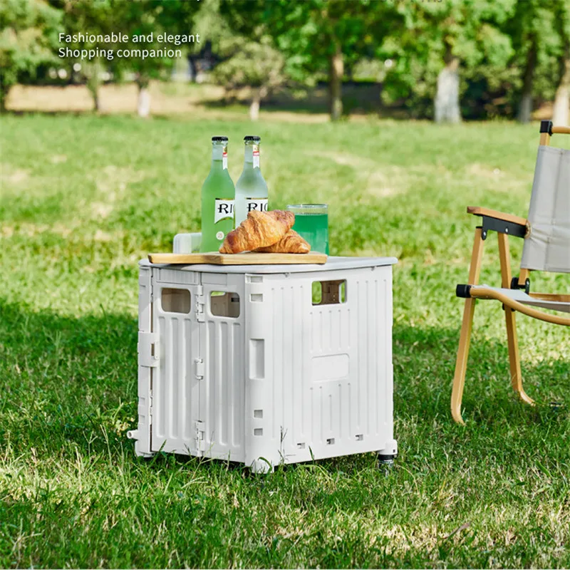 Light Weight Mini Foldable Hand Truck Shopping Cart Plastic Portable Folding trolley with 4 Wheels