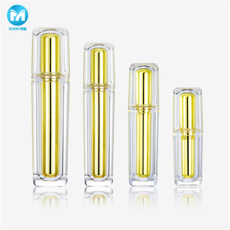 Double wall square gold acrylic cosmetics container plastic lotion bottle 100ml and cream jar