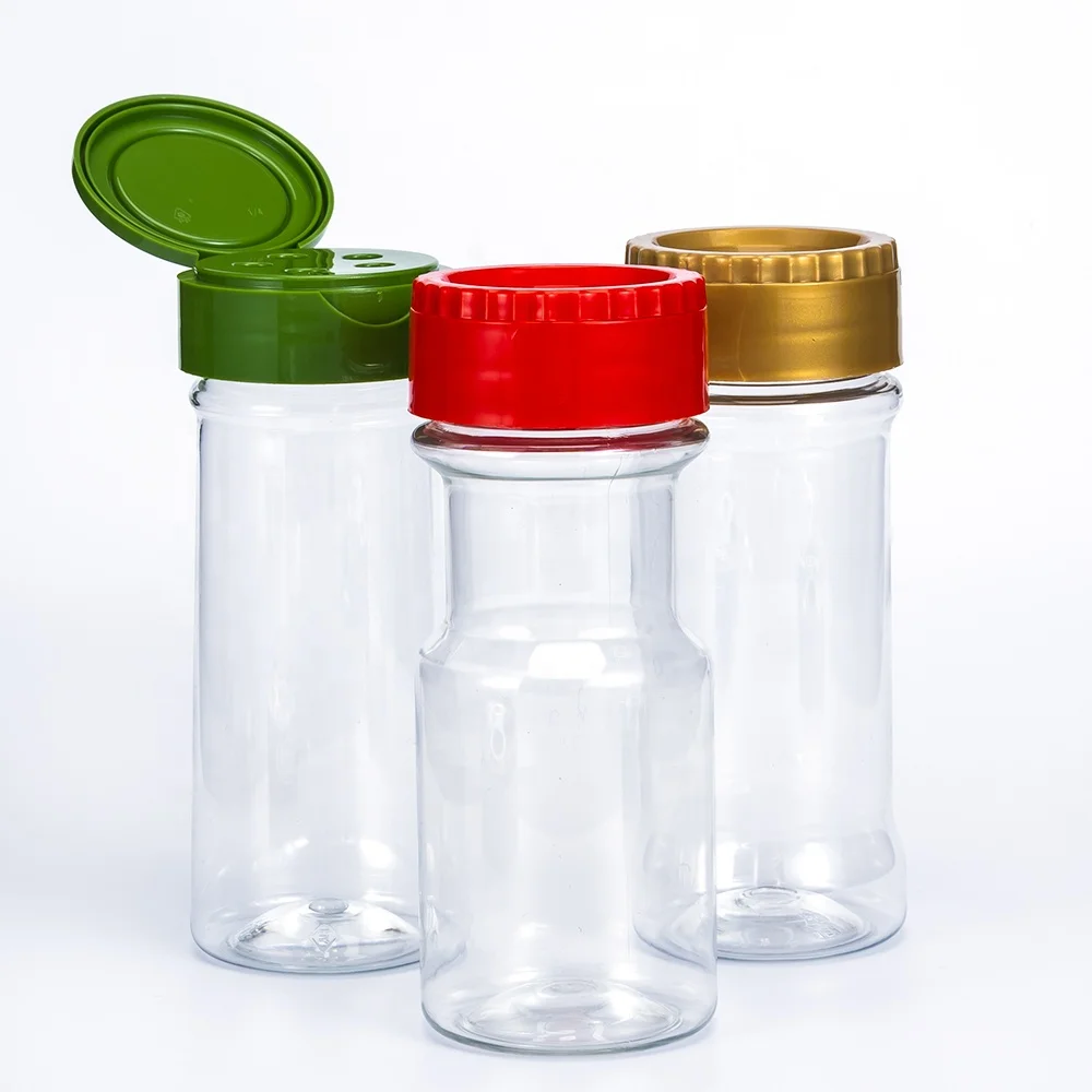 Spice packing wholesaler 100ml plastic salt and pepper shaker bottle Empty PET spice jar with shaker lid