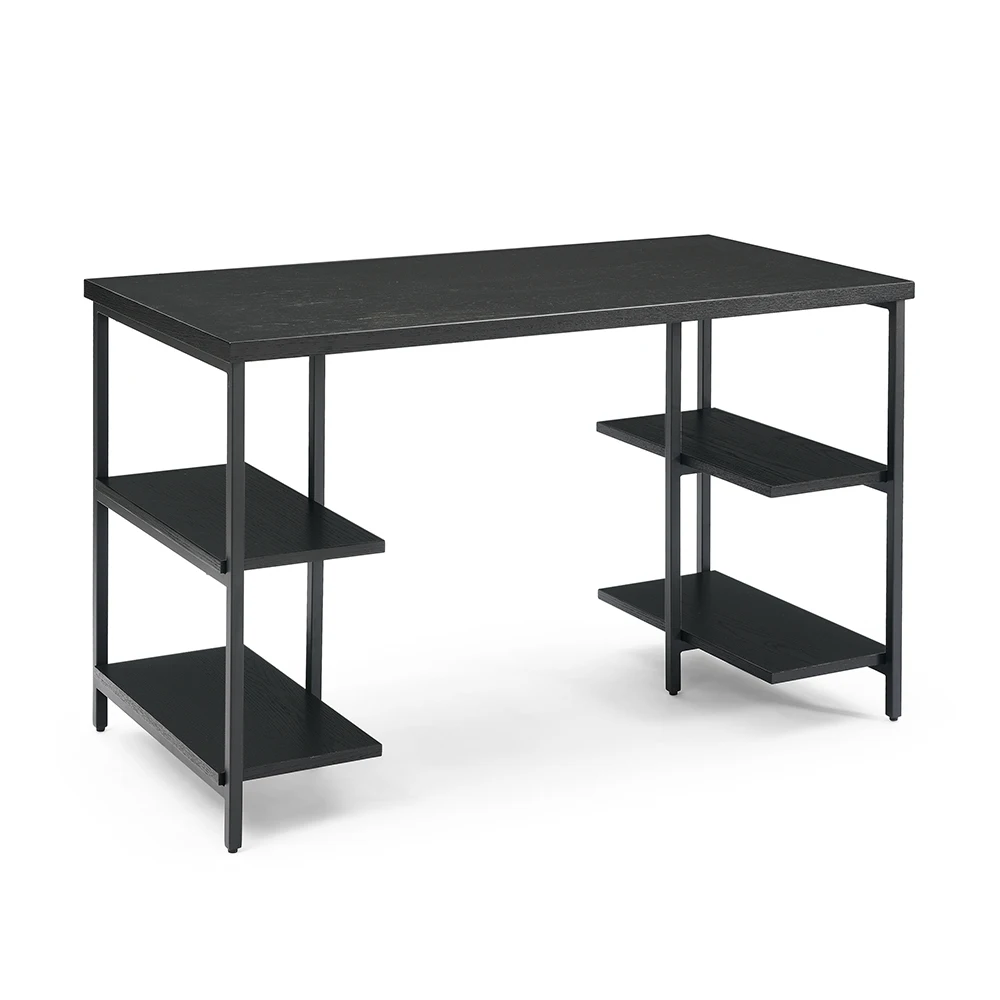 Simple Wooden Table With Multilayer Storage Rack Home Office Furniture