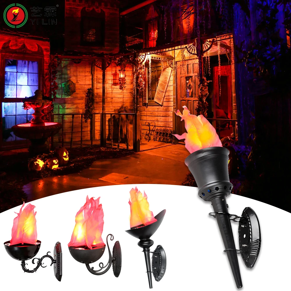 Wall-Mounted LED 3D Fake Fire Lamp Torch Camp Flame Light for Christmas Night Party Home Decors