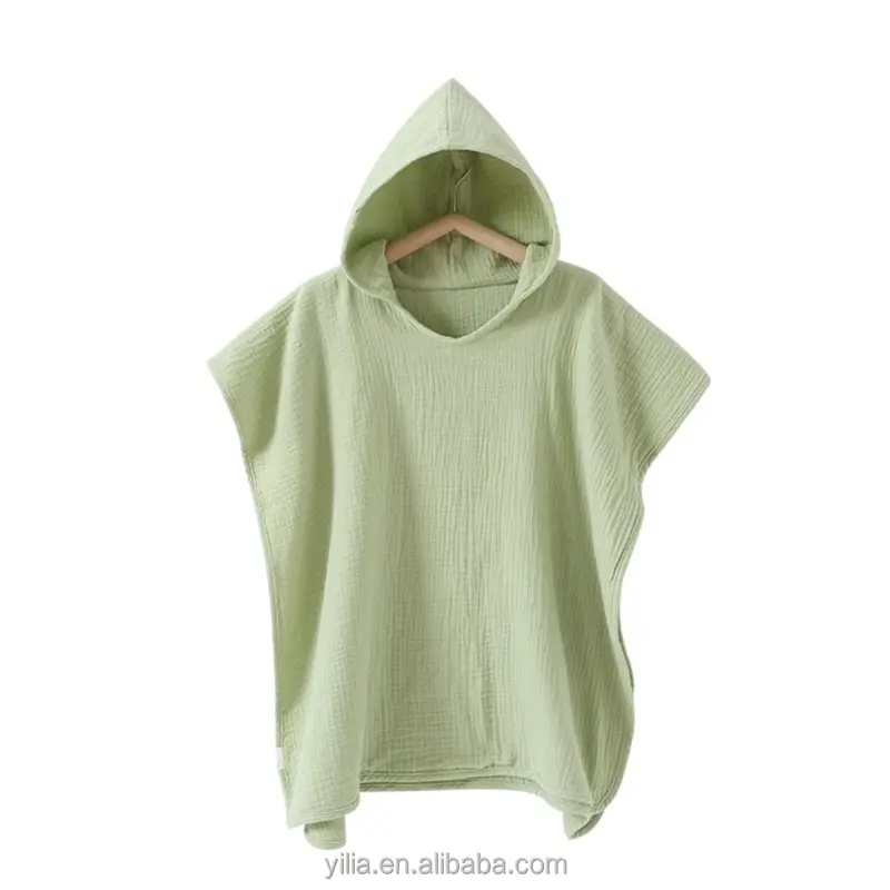 Newborn Hooded Poncho Swaddles Blanket 100% Organic Cotton  Absorbent Baby Hooded Bath Towels  for Boys Kids Children