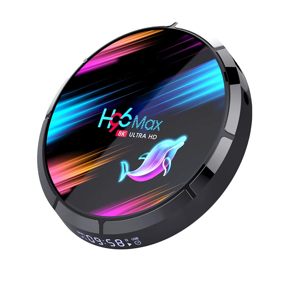 RKTV новейший H96 Max X3 Amlogic S905X3 4 ОЗУ 64 ПЗУ 8K Ultra HD двойной Wi-Fi Android 9,0 смарт-ТВ приставка круглой формы с поддержкой IPTV